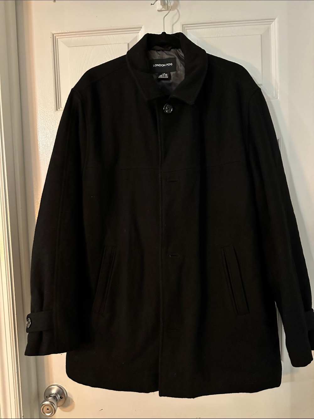 London Fog Men's Black Wool-Blend Pea Coat